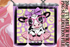 Cheerful Sublimation 20oz tumbler wrap, Cute Cow Product Image 1