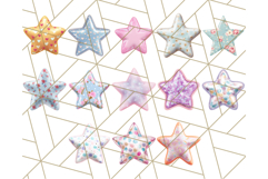Cute Puffy Star Clipart PNG, 3D Glossy Pastel Stars Clip Art Product Image 9