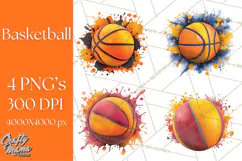Basketball Clipart PNG with Team Color Paint Splash Design Product Image 1