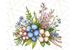 Blue Cottagecore Kitchen Clipart, Vintage Country Floral Png Product Image 5