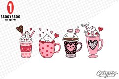 Valentine Coffee Sublimation Clipart - High Quality Design Product Image 1