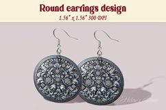 Vintage pattern earrings | Silver Round Earring sublimation Product Image 1