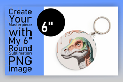 Vibrant Round Design Keychain Artwork , Cute Dino Product Image 1