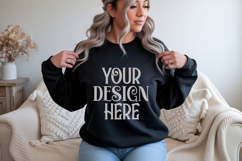 Black Gildan 18000 Sweatshirt Mockup,G18000 Crewneck Sweatsh Product Image 1