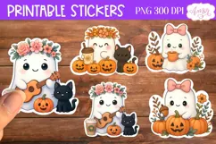 Cute Halloween stickers for Cricut Print and Cut, Fall ghost Product Image 1