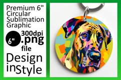 Fun Abstract Dog Round Design Keychain Product Image 1