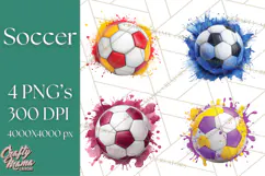 Soccer Clipart PNG with Team Color Paint Splash Design Product Image 1