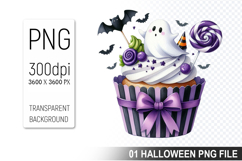 Cupcake With A Halloween Ghost, Halloween Clipart PNG File Product Image 1
