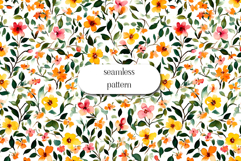 Vibrant Garden Bliss Seamless Watercolor Floral Pattern Product Image 1