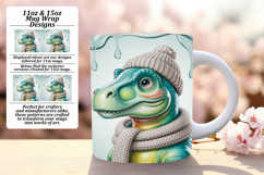 VIVID 15oz Mug Wrap PNG Template , Cute Dino Product Image 1