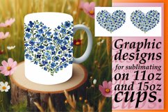 Spring Heart Flower Mug Wrap Sublimation Design Product Image 1