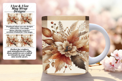 TRENDY 11oz Mug Wrap PNG Template , Autumn Flower Product Image 1