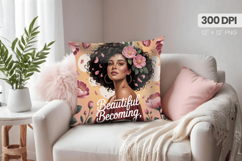 Afro Girl /Woman braided hair Pillow Design, Black Queen PNG Product Image 1