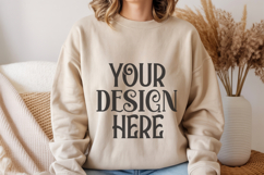 Sand Gildan 18000 Mockup, Sweatshirt Crewneck Mockups Product Image 1