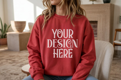 Red Gildan 18000 Sweatshirt Model Mockups, Product Image 1