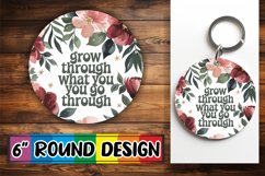 Blissful Round Keychains Sublimation, Flower Quote Product Image 1