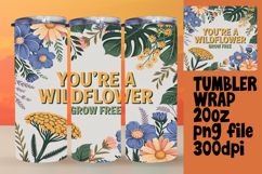 Vibrant Tumbler Design Download , Flower Quote Product Image 1
