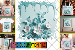 FUN PNG Designs for TSHIRTS, 3D Flowers Product Image 1