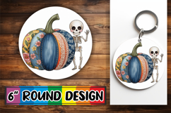 Bright Circle Keychain Design PNG, Pumpkin Watercolor Product Image 1