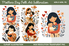 Mothers Day Folk Art Sublimation Bundle PNG Product Image 3