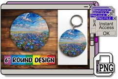 Radiant Floral Circles: Sublimation Keychain &amp; Coaster Product Image 1
