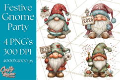 Winter Metallic New Year Gnomes PNG Clipart Product Image 1