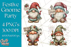 Winter Metallic New Year Gnomes PNG Clipart Product Image 1