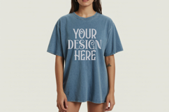 Denim Comfort Colors 1717 T-shirt Mockups, Real Model Product Image 1