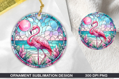 Flamingo Stained Glass Ornament PNG, Sublimation PNG Design Product Image 1