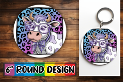 Radiant Car Coaster Circle Design, Cute Cow Product Image 1