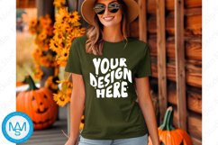Green women Tshirt Mockup, Halloween tshirt mockup,fall mock Product Image 1