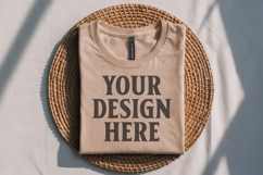 Heather Dust Bella Canvas 3001 Flat Lay T-Shirt Mockup Product Image 1