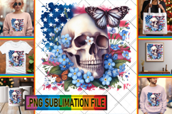 BRIGHT PNG Sublimation Magic, Skull USA Product Image 1