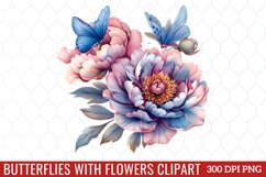 Butterflies With Flowers Clipart Product Image 1