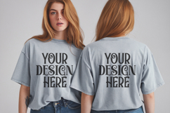 Ice Blue Comfort Colors 1717 Front &amp; back T shirt Mockup Product Image 1