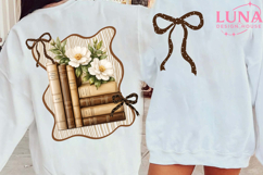 Colorful Boho Floral Bookworm Png, Bookish Png, Preppy Book Product Image 1