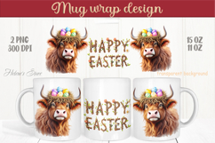Easter highland cow with bunny mug wrap sublimation design Product Image 1