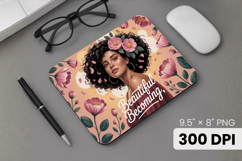 Afro Girl / Woman braided hair Mouse Pad, Black Queen PNG Product Image 1