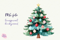 Vintage Christmas Tree Clipart Retro PNG Product Image 2