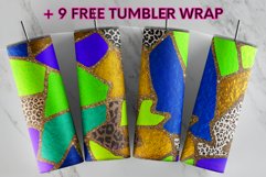 Leopard Print Strained Glass Gold Glitter 20 oz tumbler wrap Product Image 1