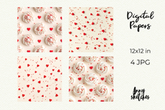 Cream and Cherry Digital Paper Kit Rococo Patterns Product Image 2