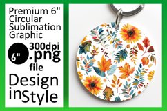 Harvest Fall Season Round Design with Watercolor Keychain Product Image 1