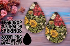 Stylish Floral Teardrop Earring Variety PNG Product Image 1