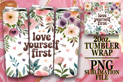 Radiant Thoughts 20oz tumbler wrap, Flower Quote Product Image 1