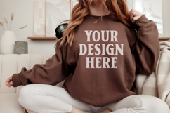Gildan 18000 Dark Chocolate Mockup , Crewneck Sweatshirt Boh Product Image 1