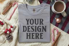 Gildan 5000 Sport Grey Folded Christmas Mockup, G5000 mockup Product Image 1