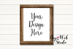 Wood Sign Mockup - Wood Frame on White Shiplap Product Image 1