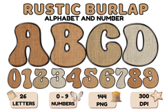 Rustic Burlap Alphabet PNG Farmhouse Letters 300 DPI Product Image 1