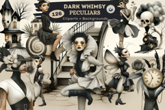 Dark Whimsy Peculiars Clipart and Backgrounds for Journals Product Image 1