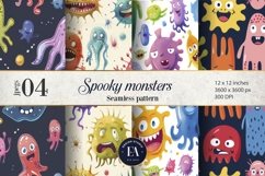 Cute baby monster Digital Paper | Spooky Bacteria Pattern Product Image 1